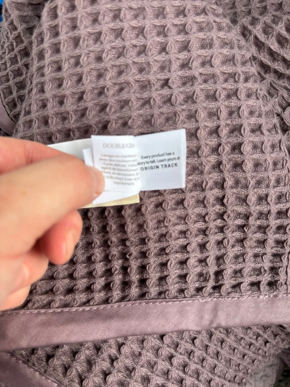 Boll & Branch Waffle Blanket Plum Organic Cotton Full Queen GOTS Certified NWOT